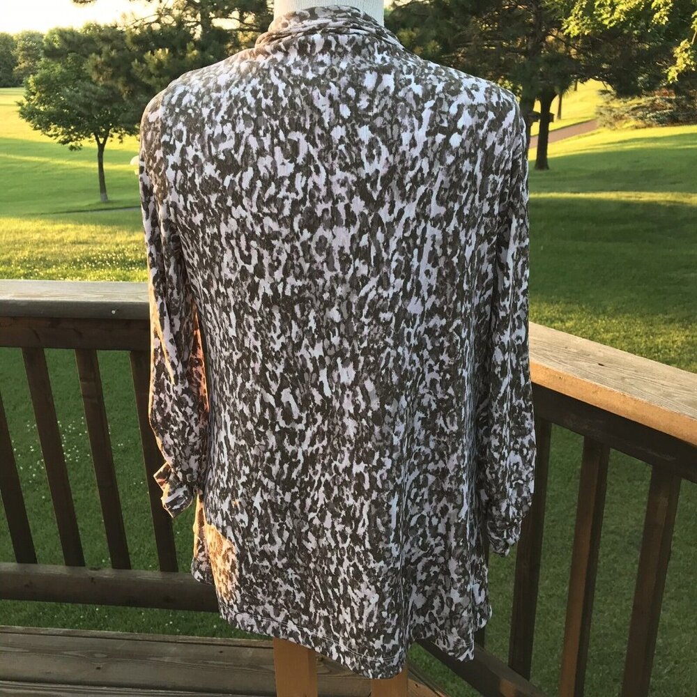 Chico's Easywear Twin 2 PC Set Jacket Size 0/1 Shell Slinky Leopard Brown Pink - Picture 4 of 12